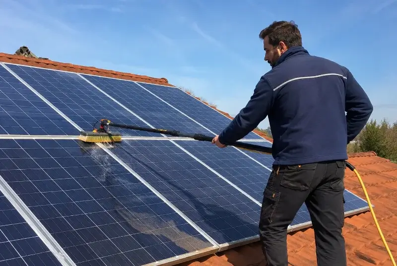 Nettoyage et entretien de panneaux solaires à la Bazouge-du-Désert